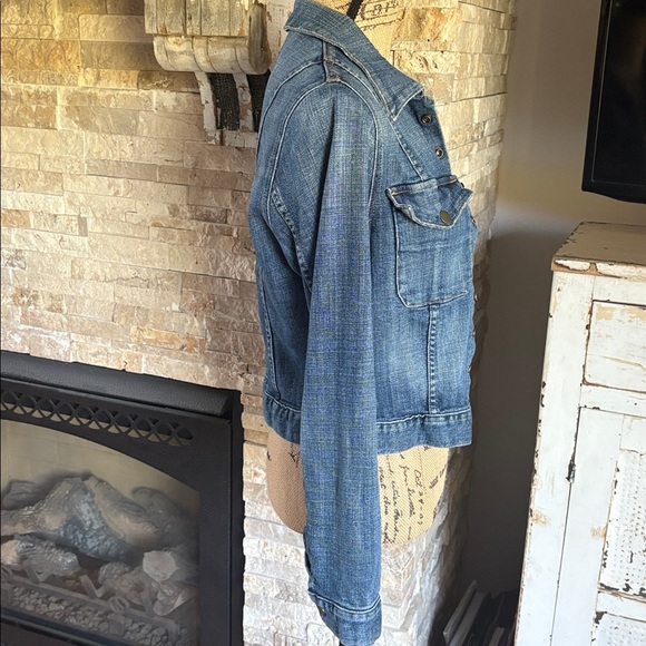 Current Elliott The Snap Jacket jean jacket cropped perfectly worn snap closure - Picture 5 of 16